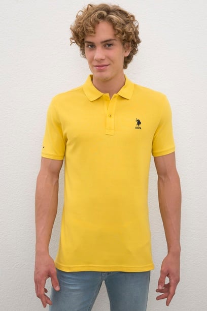 Erkek Safran Polo Yaka Basic Tişört