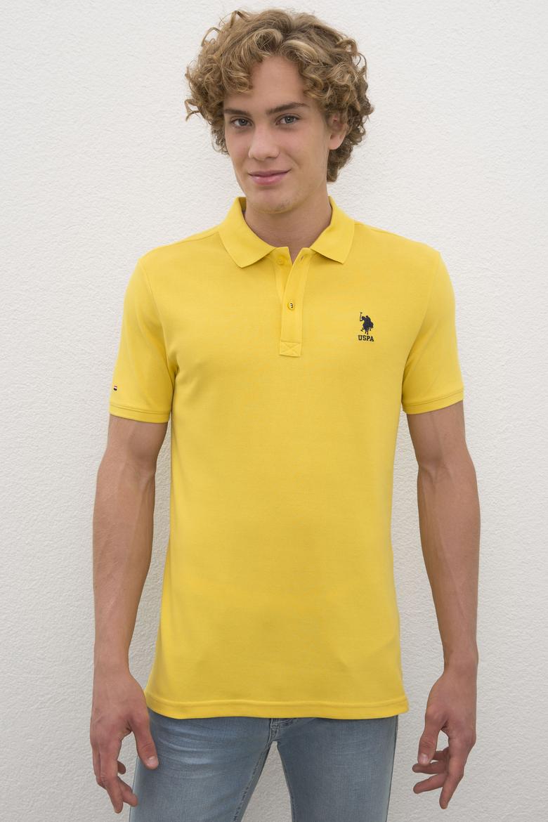 Erkek Safran Polo Yaka Basic Tişört