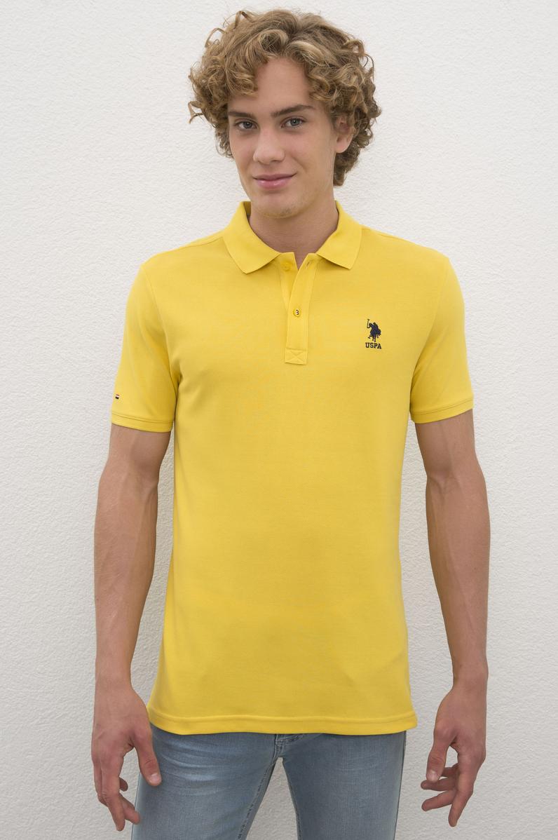 Erkek Safran Polo Yaka Basic Tişört