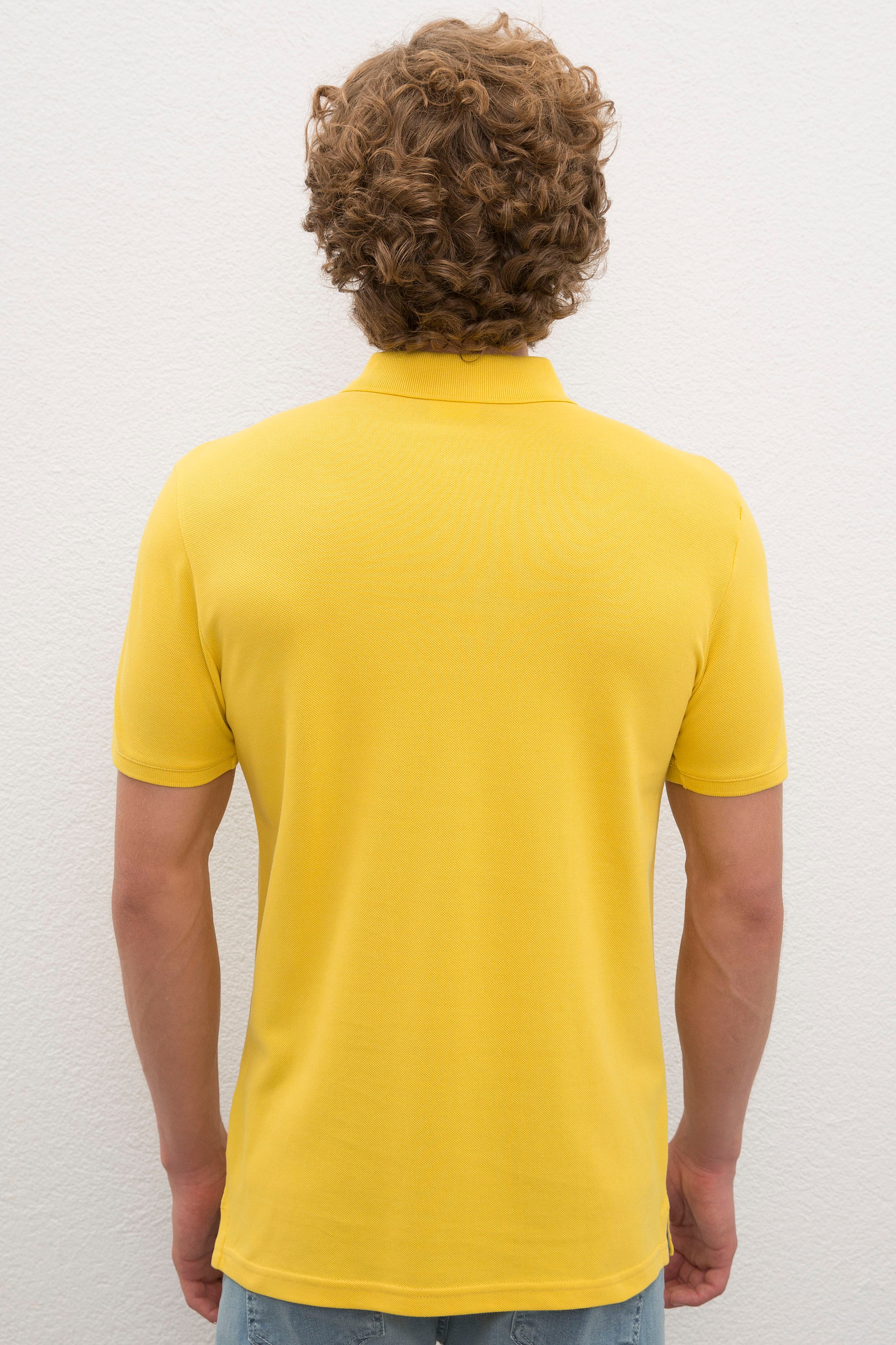 Erkek Safran Polo Yaka Basic T-Shirt