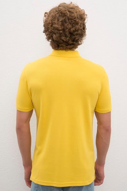 Erkek Safran Polo Yaka Basic Tişört