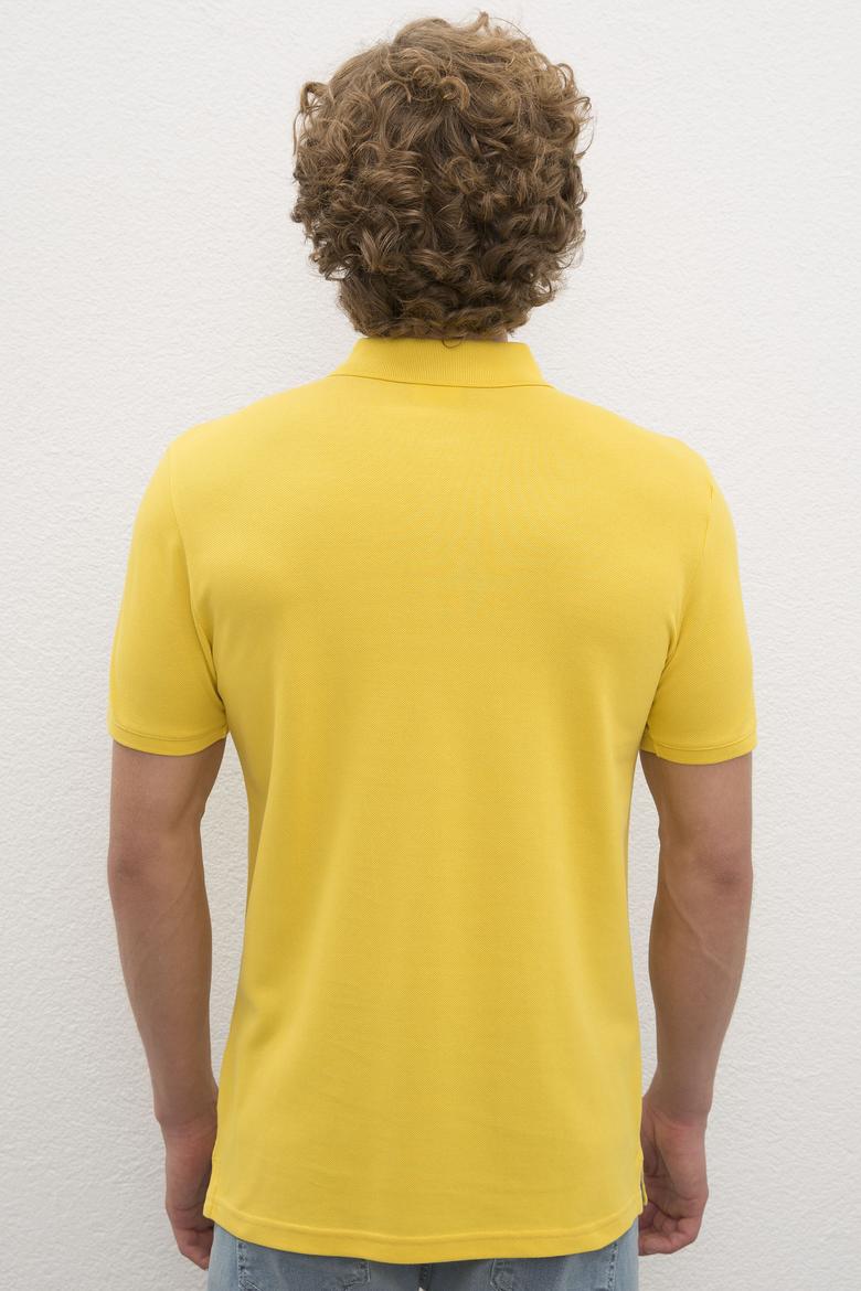 Erkek Safran Polo Yaka Basic Tişört - 50231513076