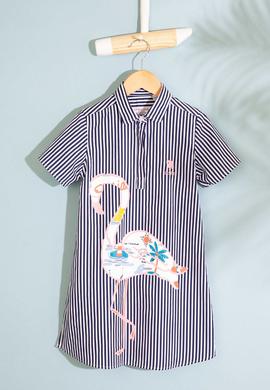 Kız Çocuk Lacivert Dokuma Elbise - 50199840007