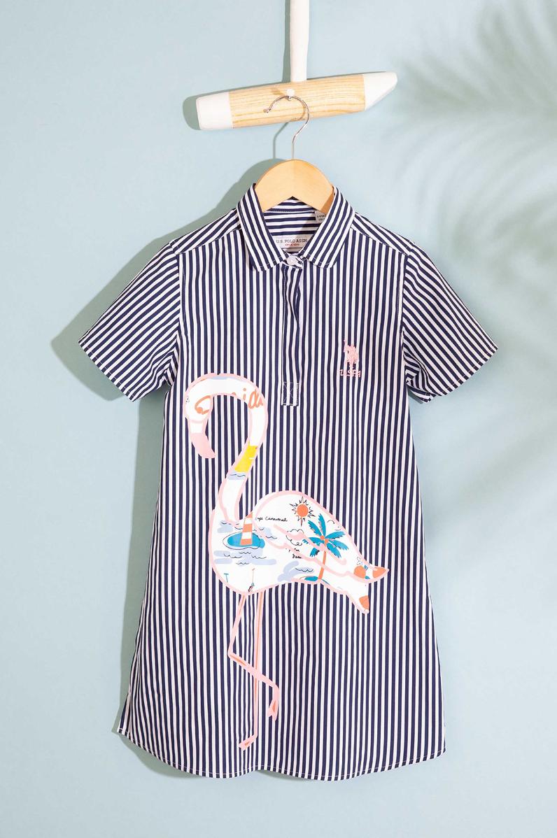 Kız Çocuk Lacivert Dokuma Elbise