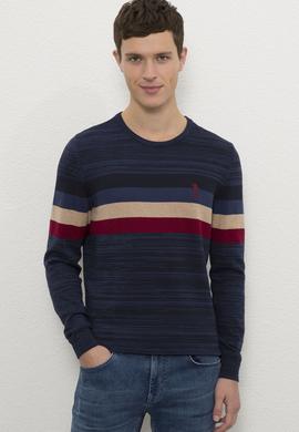 Erkek Lacivert Bisiklet Yaka Triko Kazak - 50223881009