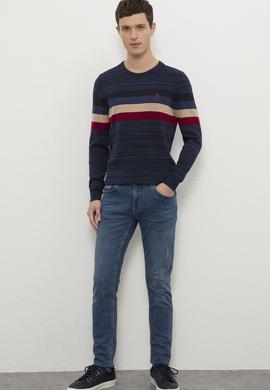 Erkek Lacivert Bisiklet Yaka Triko Kazak - 50223881009