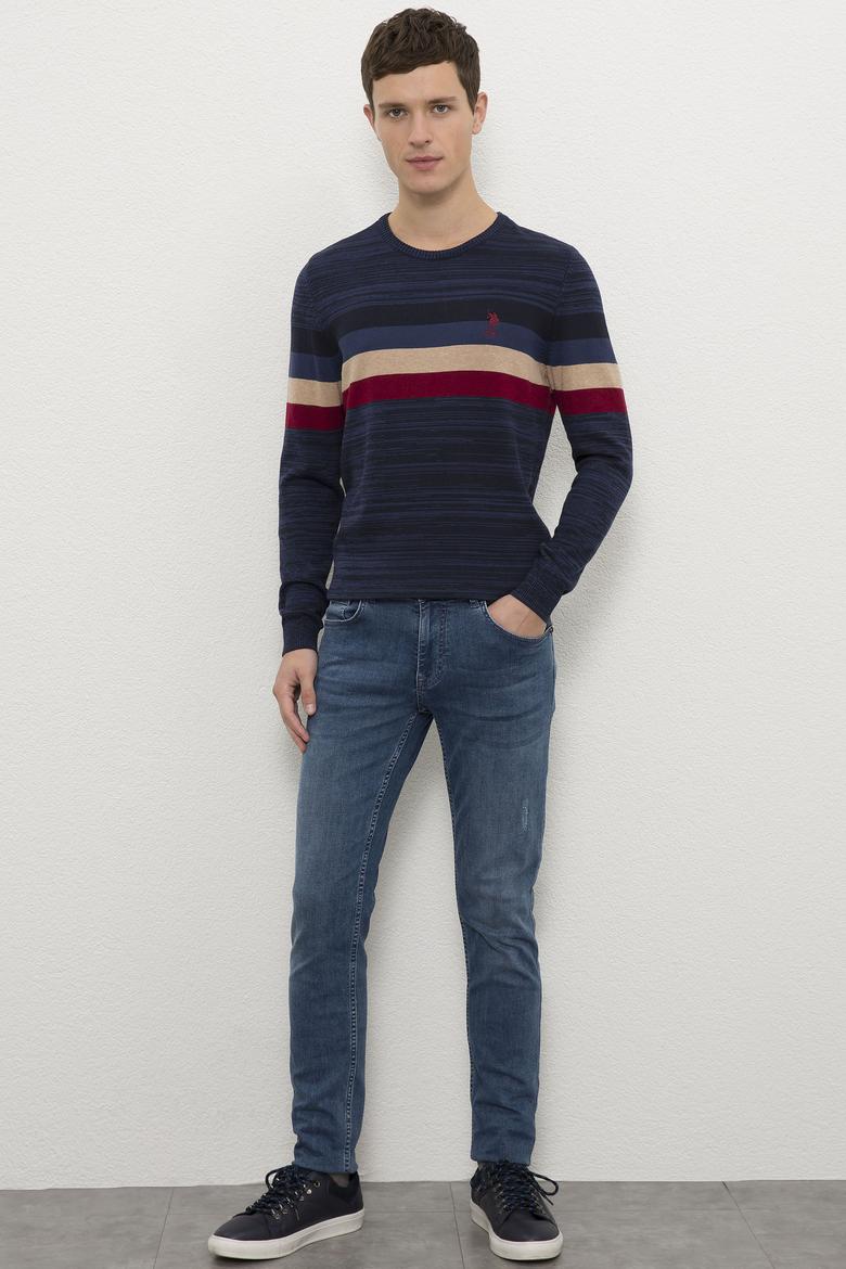 Erkek Lacivert Bisiklet Yaka Triko Kazak - 50223881009