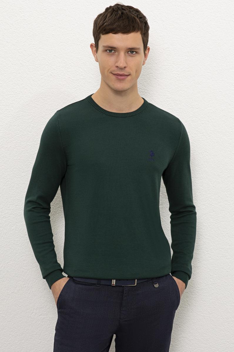 Erkek Yeşil Basic Kazak