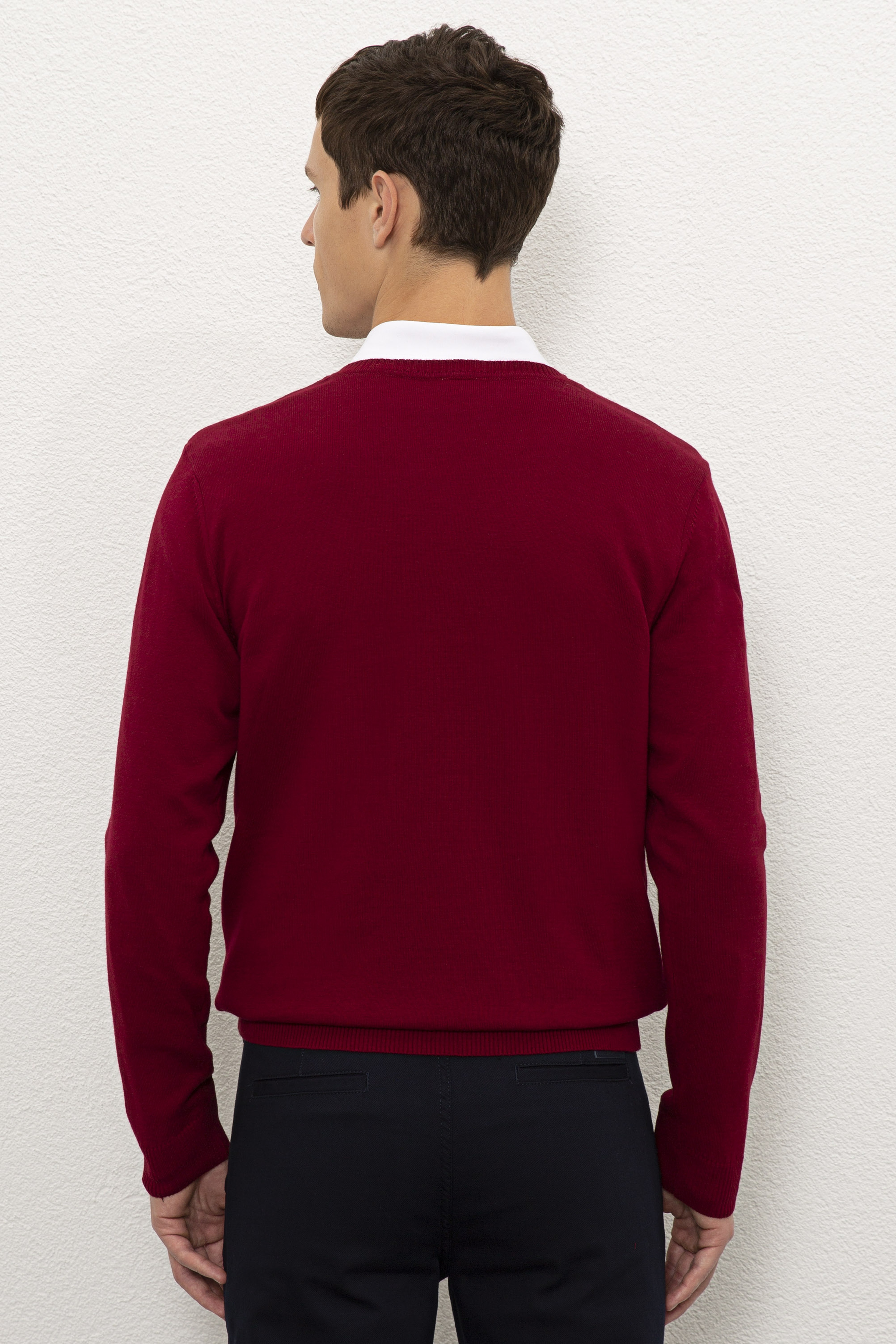 Erkek Bordo Basic Kazak - Image 2