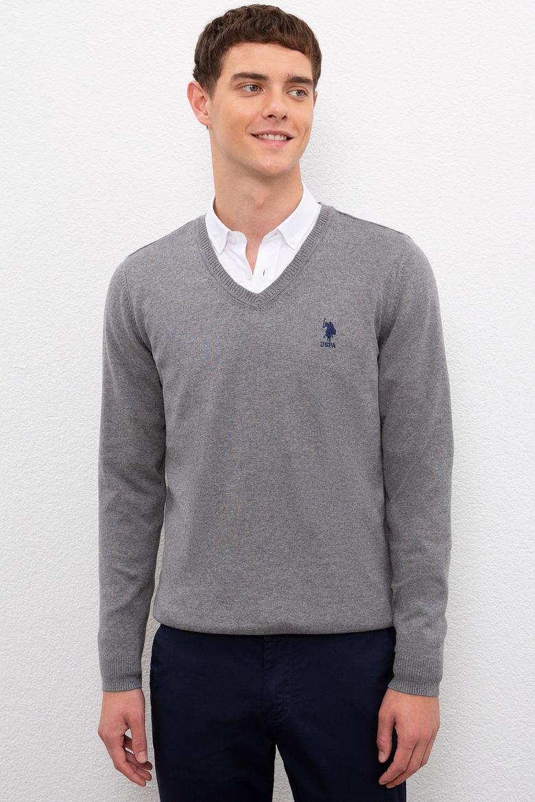 Erkek Gri Melanj Basic Kazak