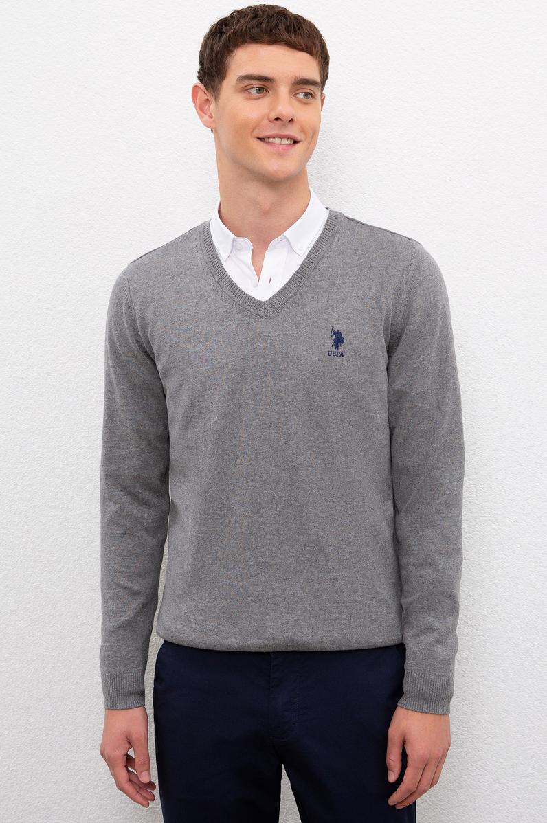 Erkek Gri Melanj Basic Kazak