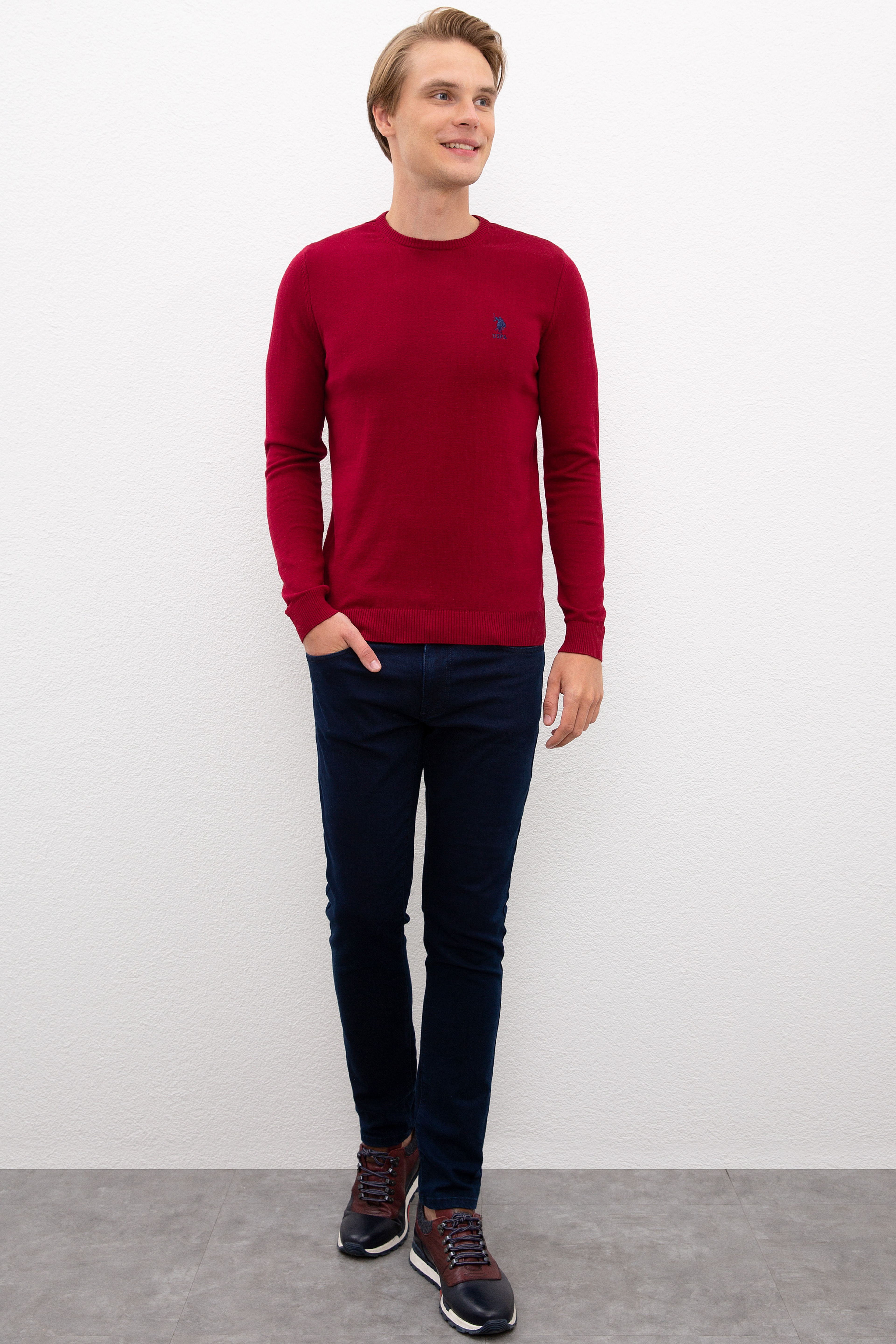 Erkek Bordo Basic Kazak - Image 4