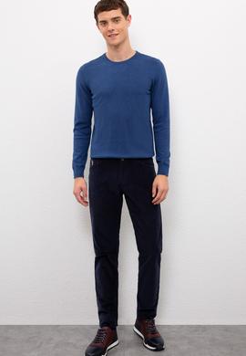 Erkek İndigo V Yaka Basic Triko Kazak - 50224779016