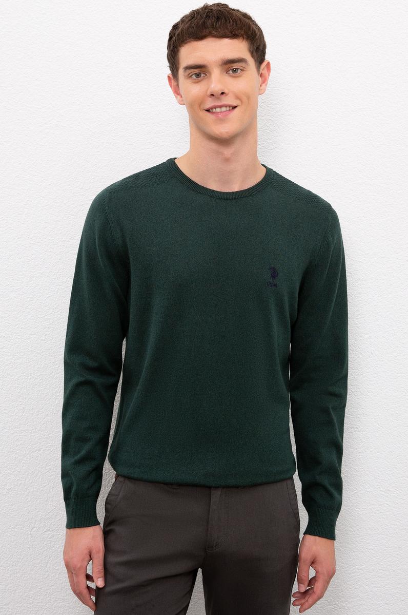 Erkek Yeşil Basic Kazak