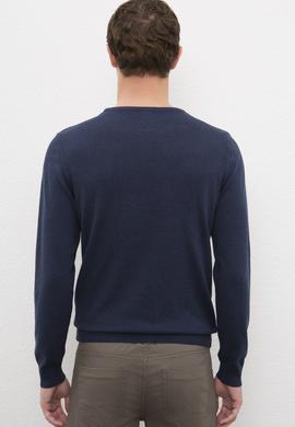 Erkek Lacivert Bisiklet Yaka Basic Triko Kazak - 50224779026