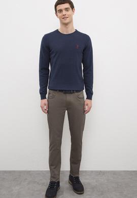 Erkek Lacivert Bisiklet Yaka Basic Triko Kazak - 50224779026