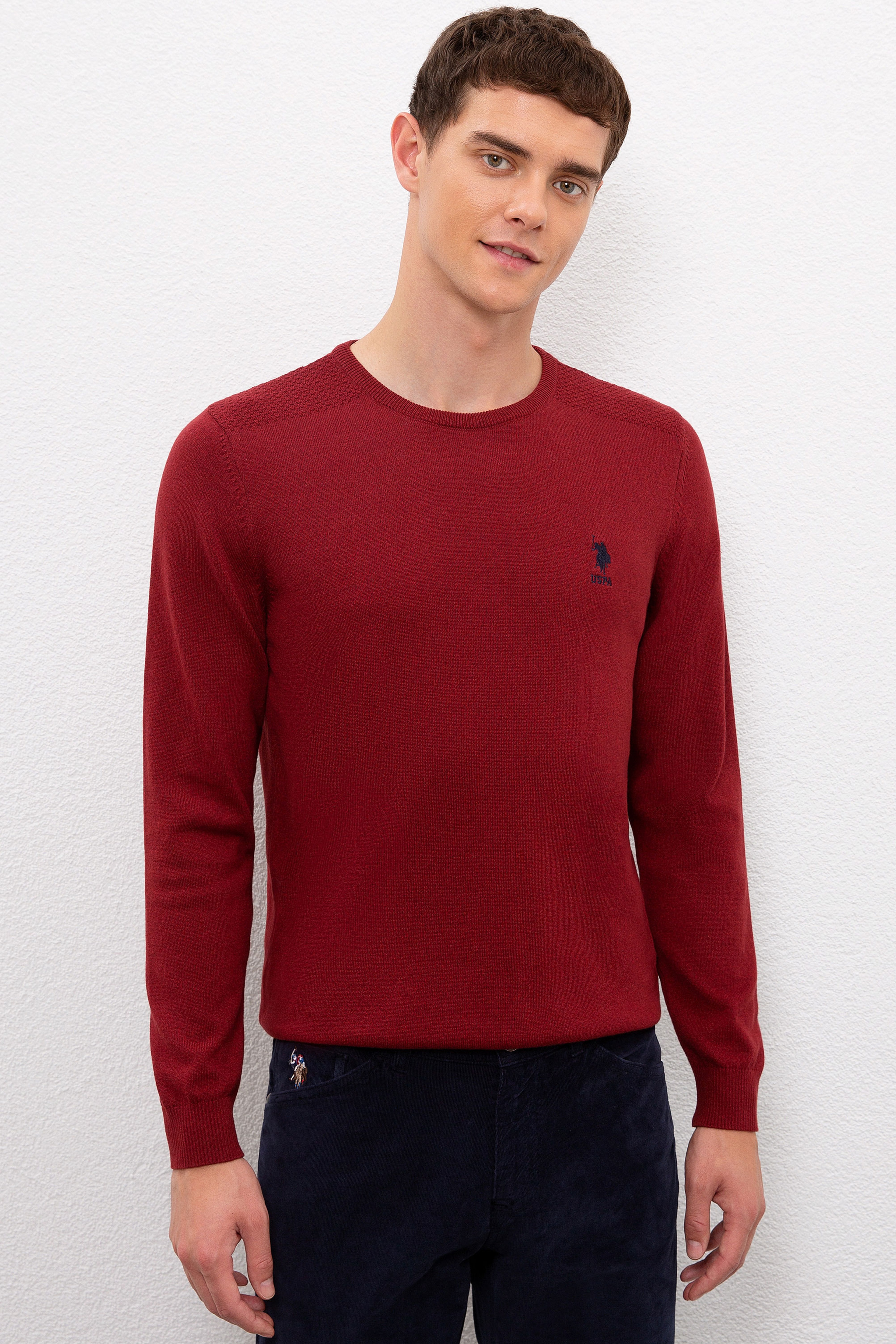 Erkek Bordo Basic Kazak - Image 1