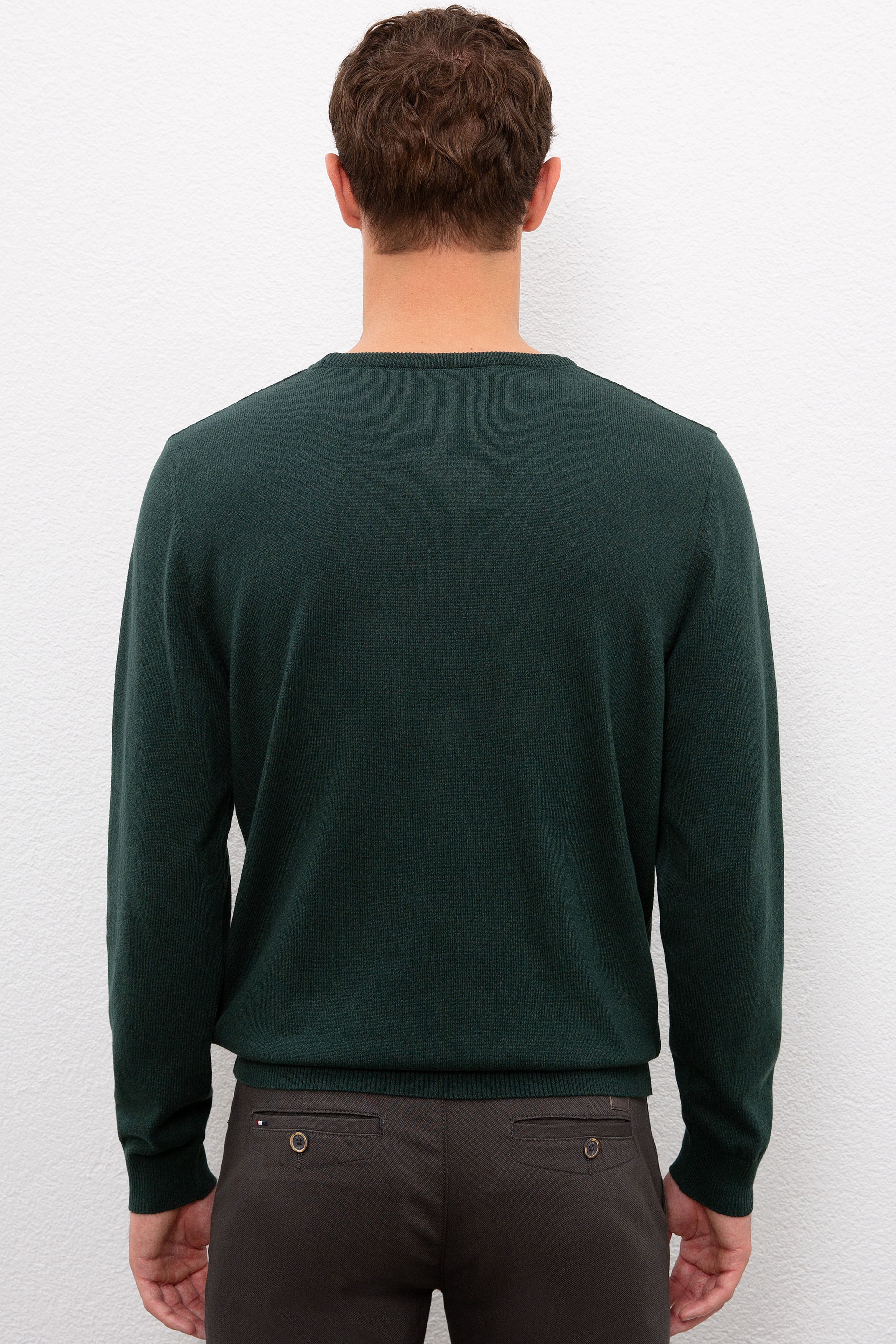 Erkek Yeşil Basic Kazak - Image 3