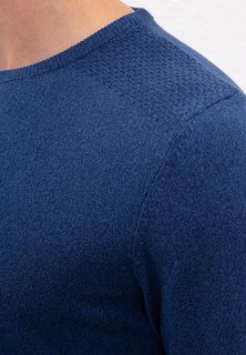 Erkek İndigo V Yaka Basic Triko Kazak - 50224779016