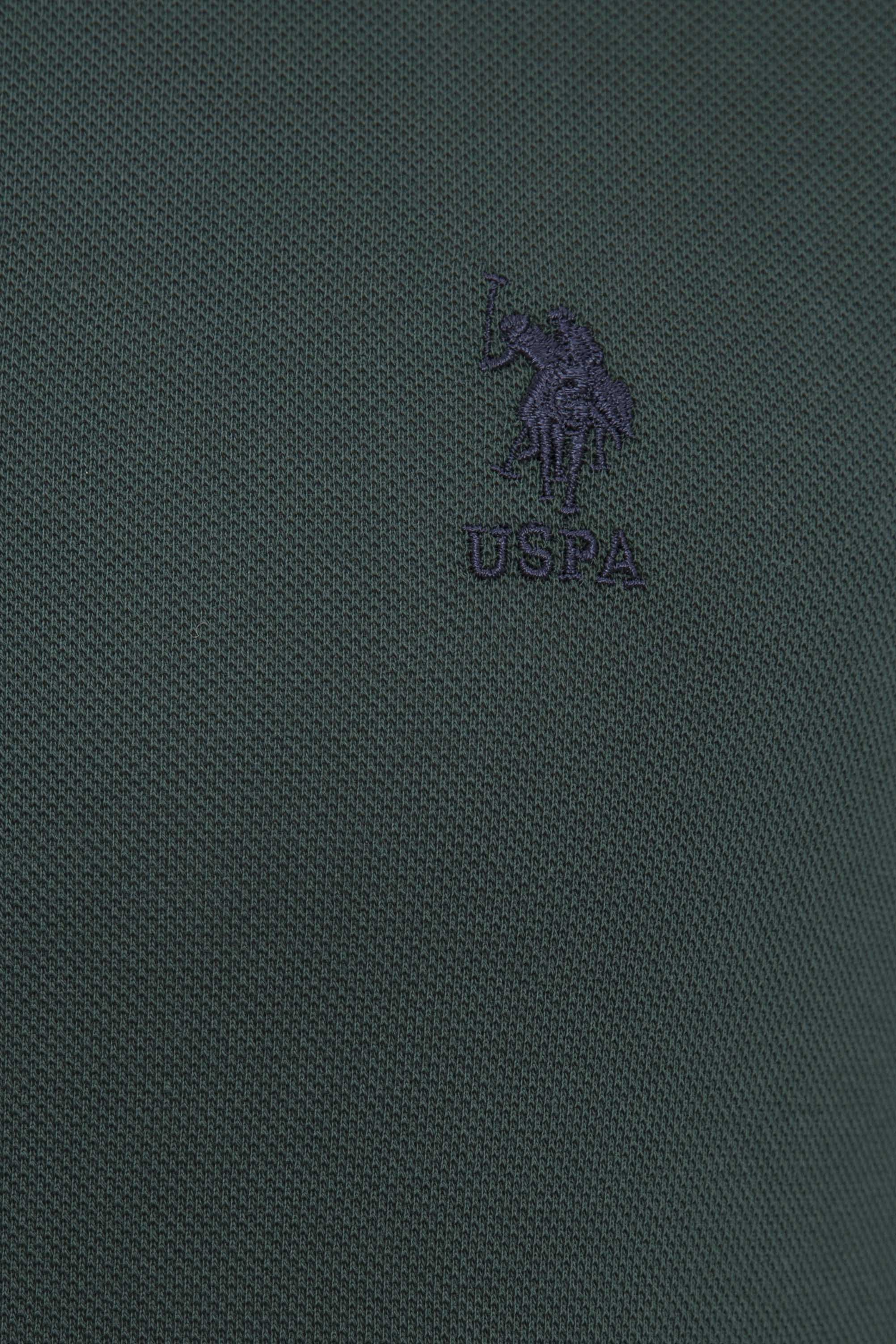 Erkek Koyu Yeşil Polo Yaka Sweatshirt Basic