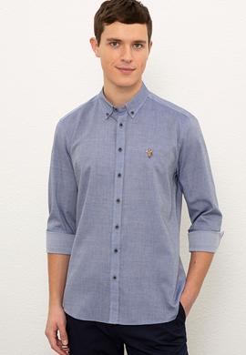 Erkek Lacivert Uzun Kollu Basic Gömlek - 50225382014