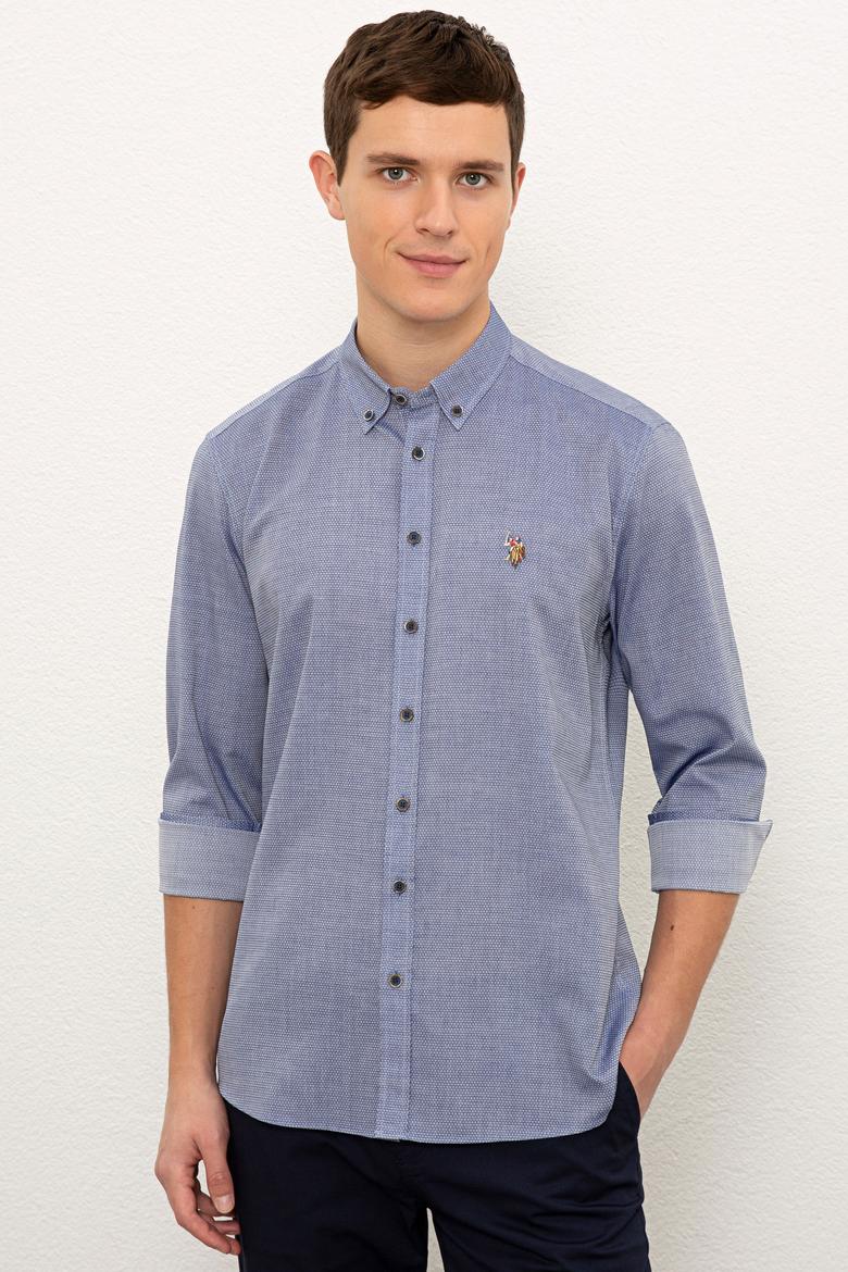 Erkek Lacivert Uzun Kollu Basic Gömlek