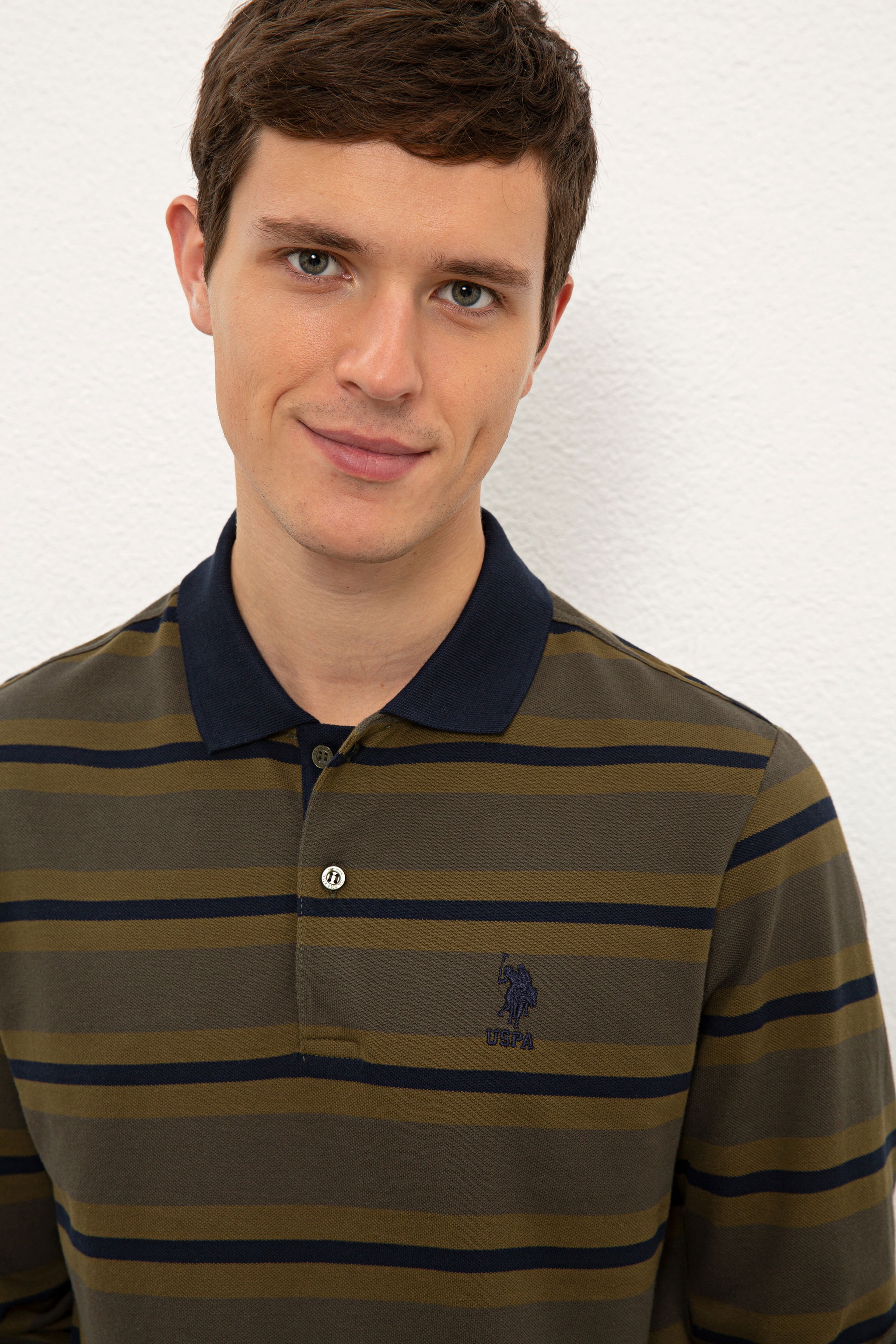 Erkek Koyu Haki Polo Yaka Sweatshirt