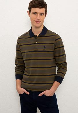 Erkek Koyu Haki Polo Yaka Sweatshirt - 50225480016