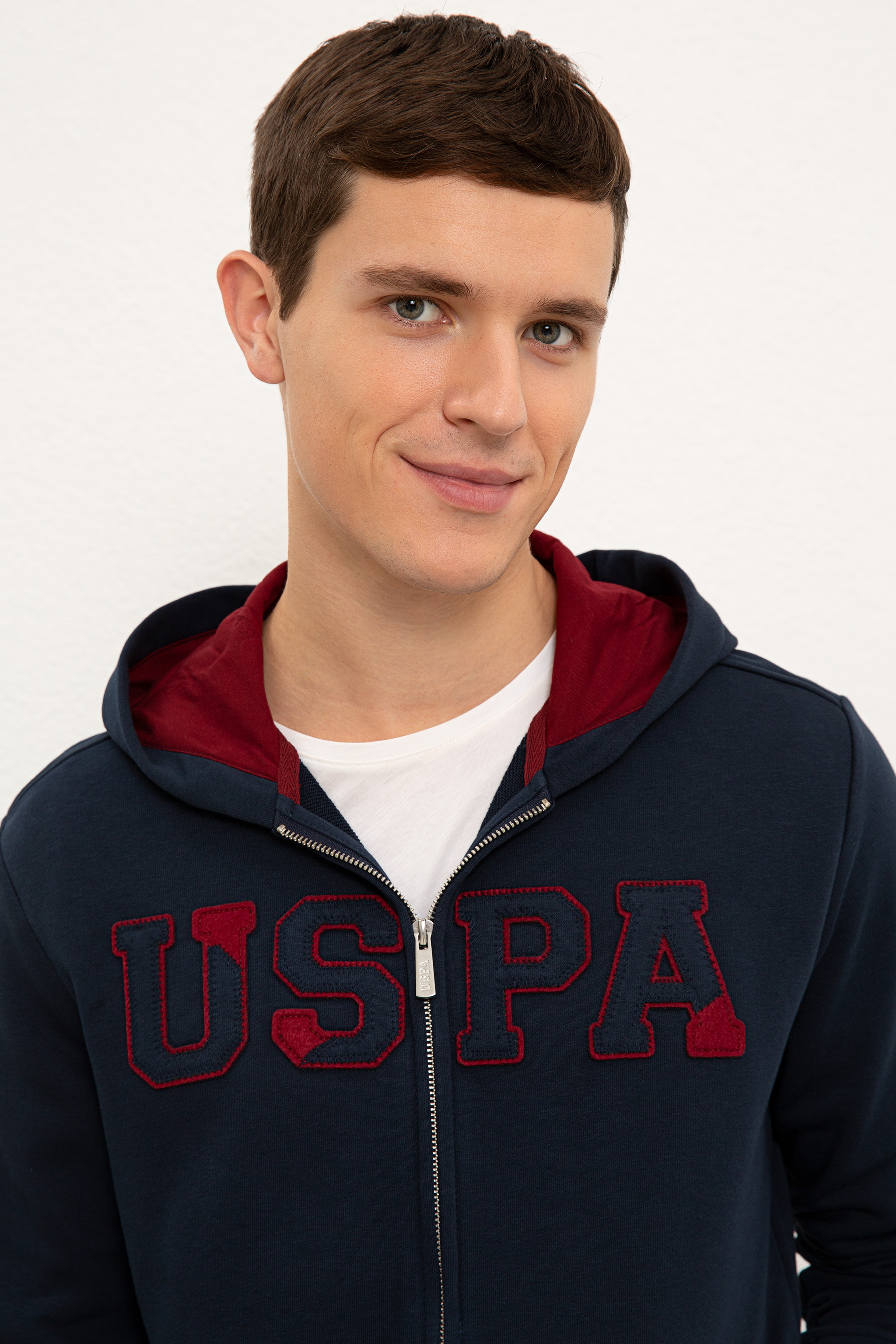 Erkek Lacivert Kapüşonlu Fermuarlı Sweatshirt - Image 2
