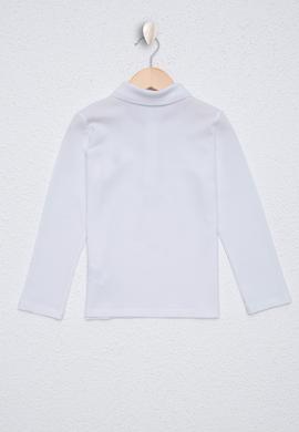Çocuk Polo Yaka Beyaz Basic Sweatshirt - 50226154081