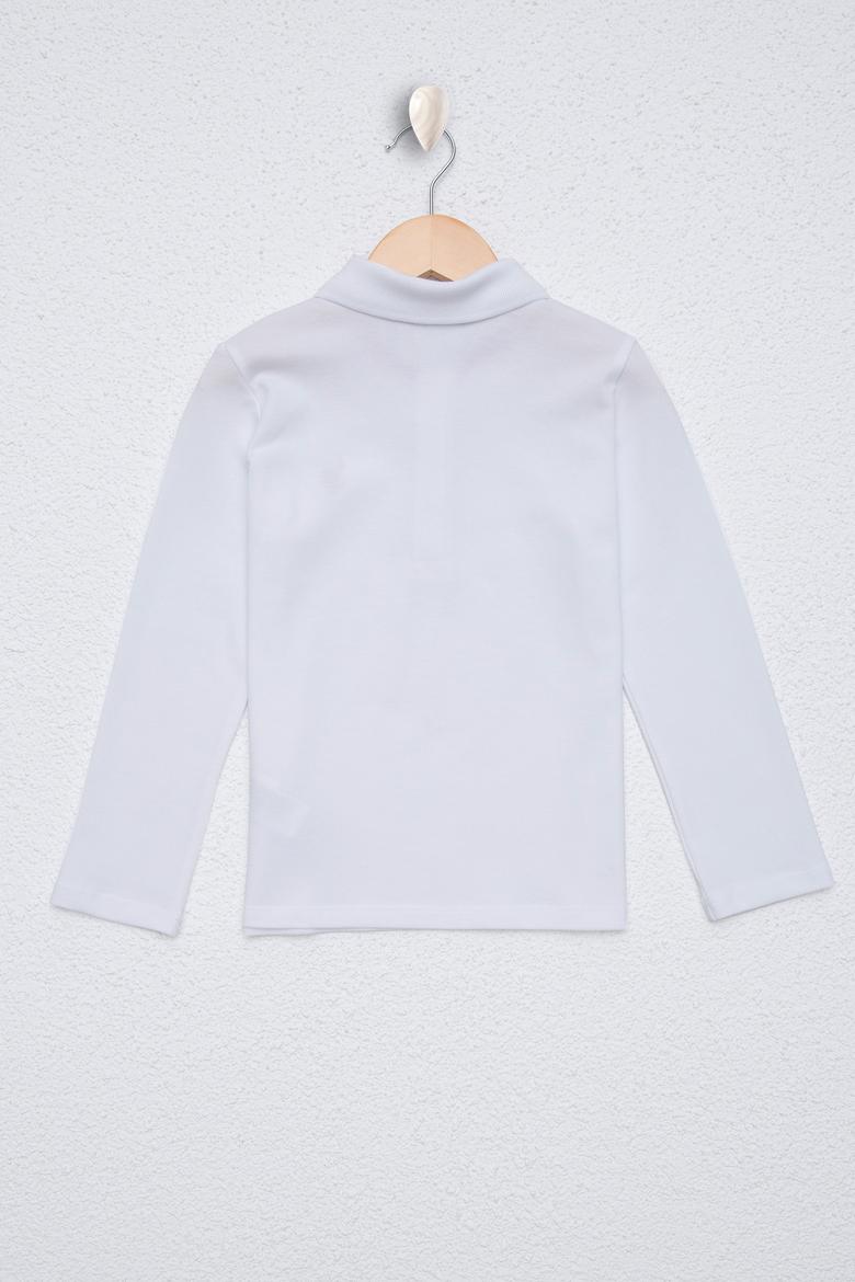 Çocuk Polo Yaka Beyaz Basic Sweatshirt - 50226154081