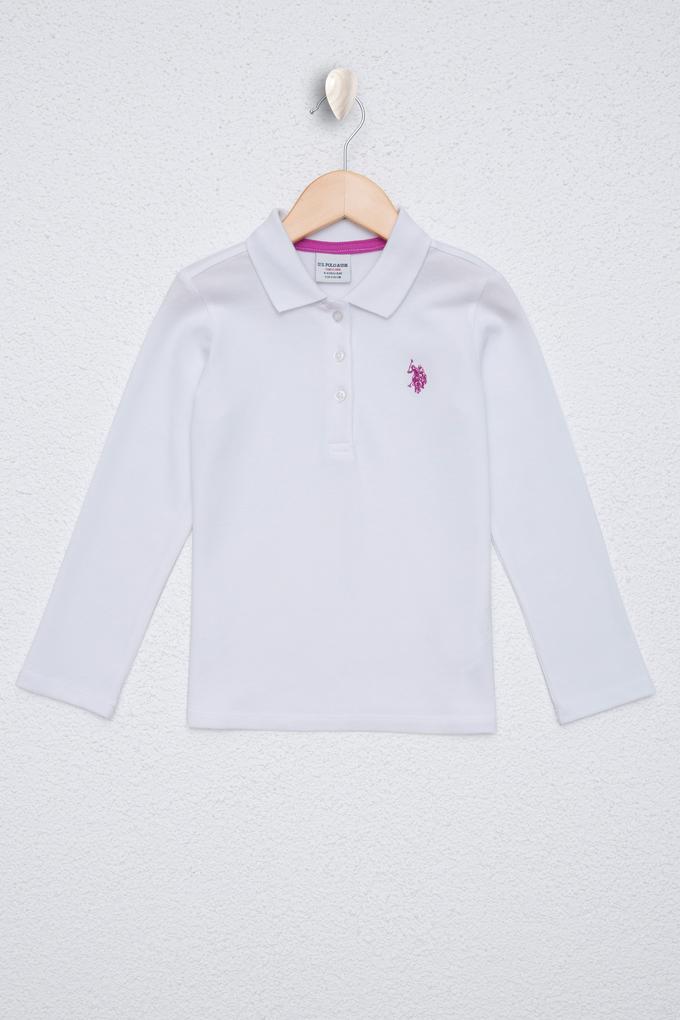 Çocuk Polo Yaka Beyaz Basic Sweatshirt