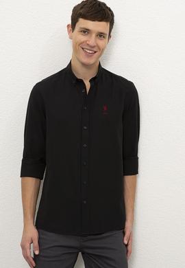 Erkek Siyah Uzun Kollu Basic Gömlek - 50226216022