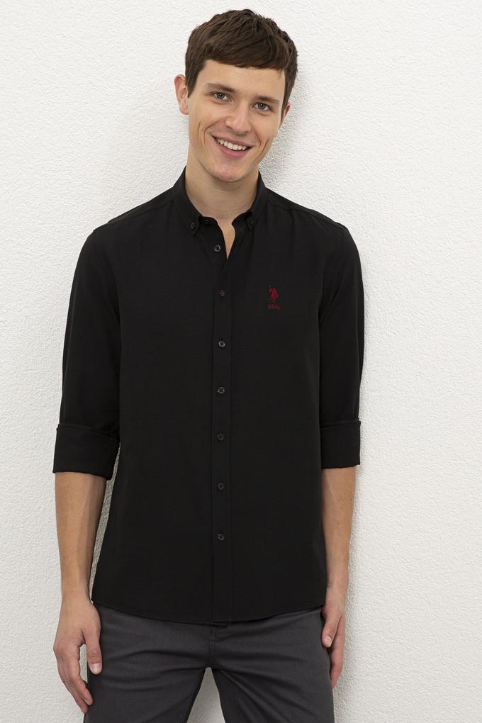 Erkek Siyah Uzun Kollu Basic Gömlek