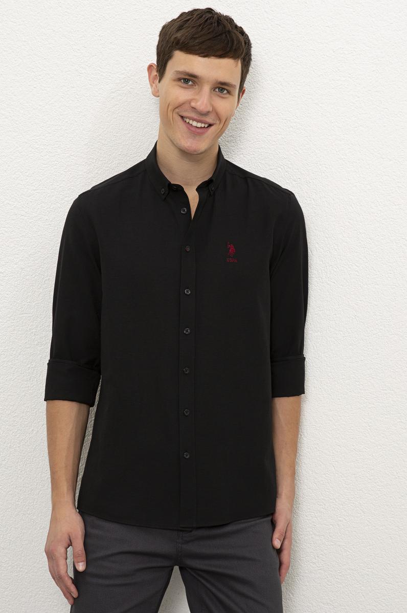 Erkek Siyah Uzun Kollu Basic Gömlek