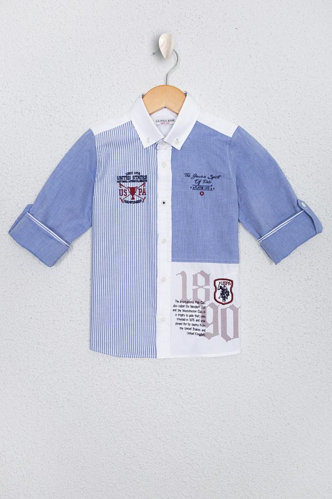 Erkek Çocuk Mavi Gömlek Uzunkol