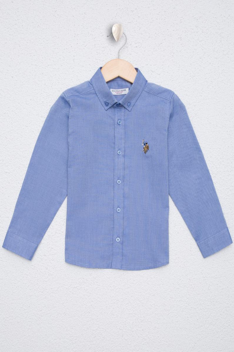 Erkek Çocuk Koyu Mavi Uzun Kollu Basic Gömlek