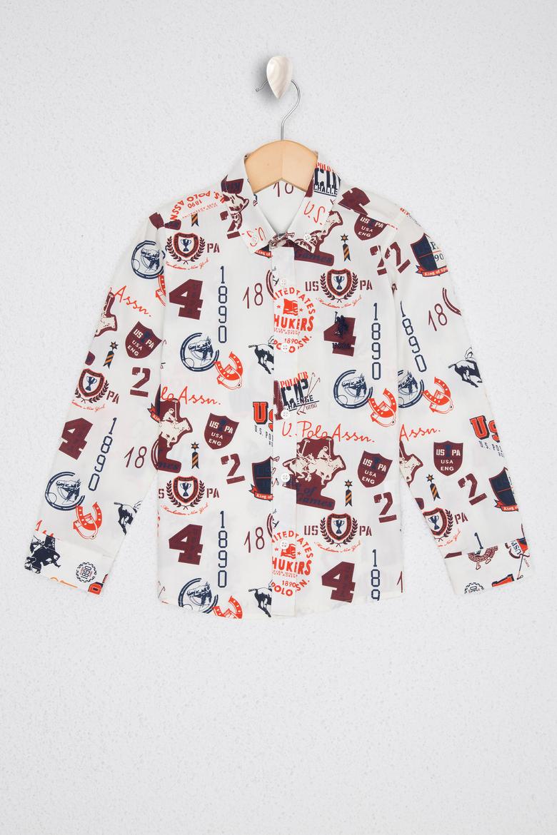 Erkek Çocuk Ekru Uzun Kollu Gömlek