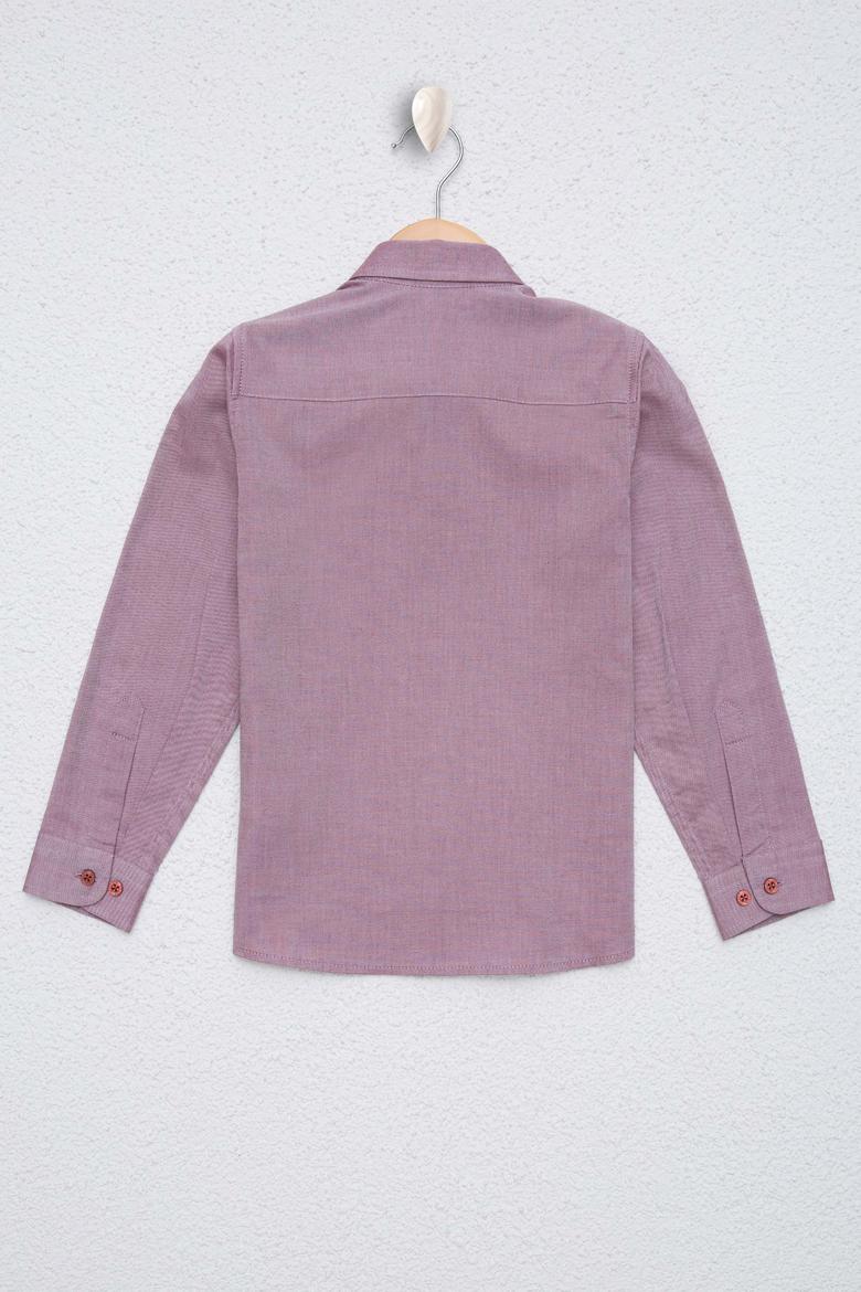 Erkek Çocuk Bordo Uzun Kollu Basic Gömlek - 50226523026