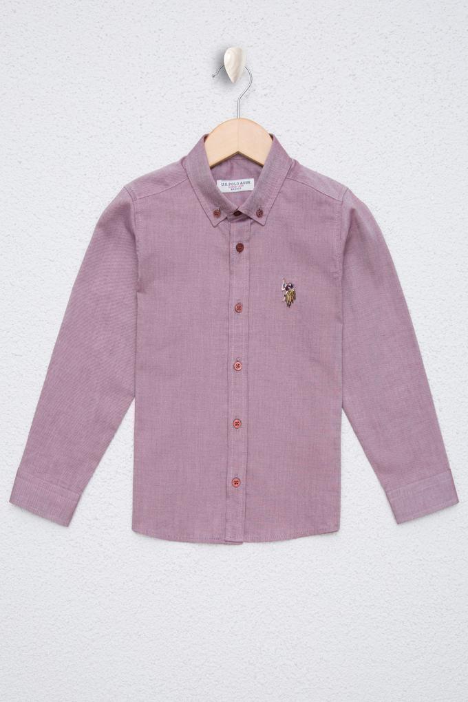 Erkek Çocuk Bordo Uzun Kollu Basic Gömlek