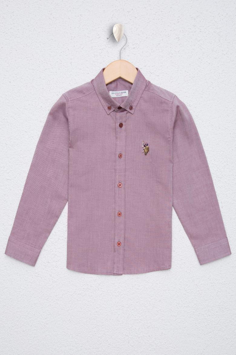 Erkek Çocuk Bordo Uzun Kollu Basic Gömlek