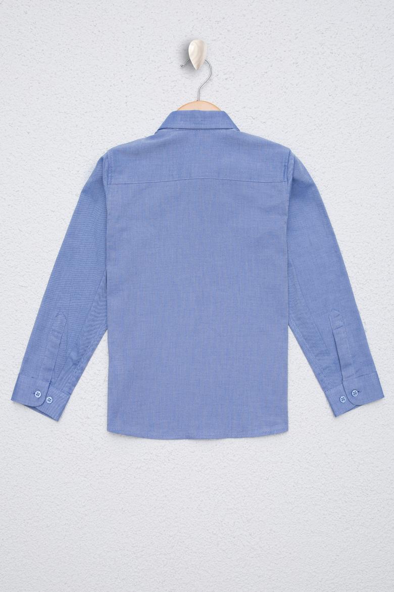 Erkek Çocuk Koyu Mavi Uzun Kollu Basic Gömlek - 50226523038