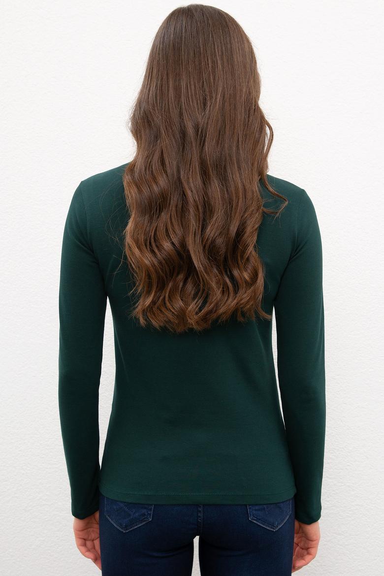 Kadın Koyu Yeşil Basic Sweatshirt - 50228465087