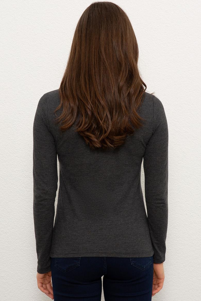 Kadın Siyah Basic Sweatshirt - 50228514027