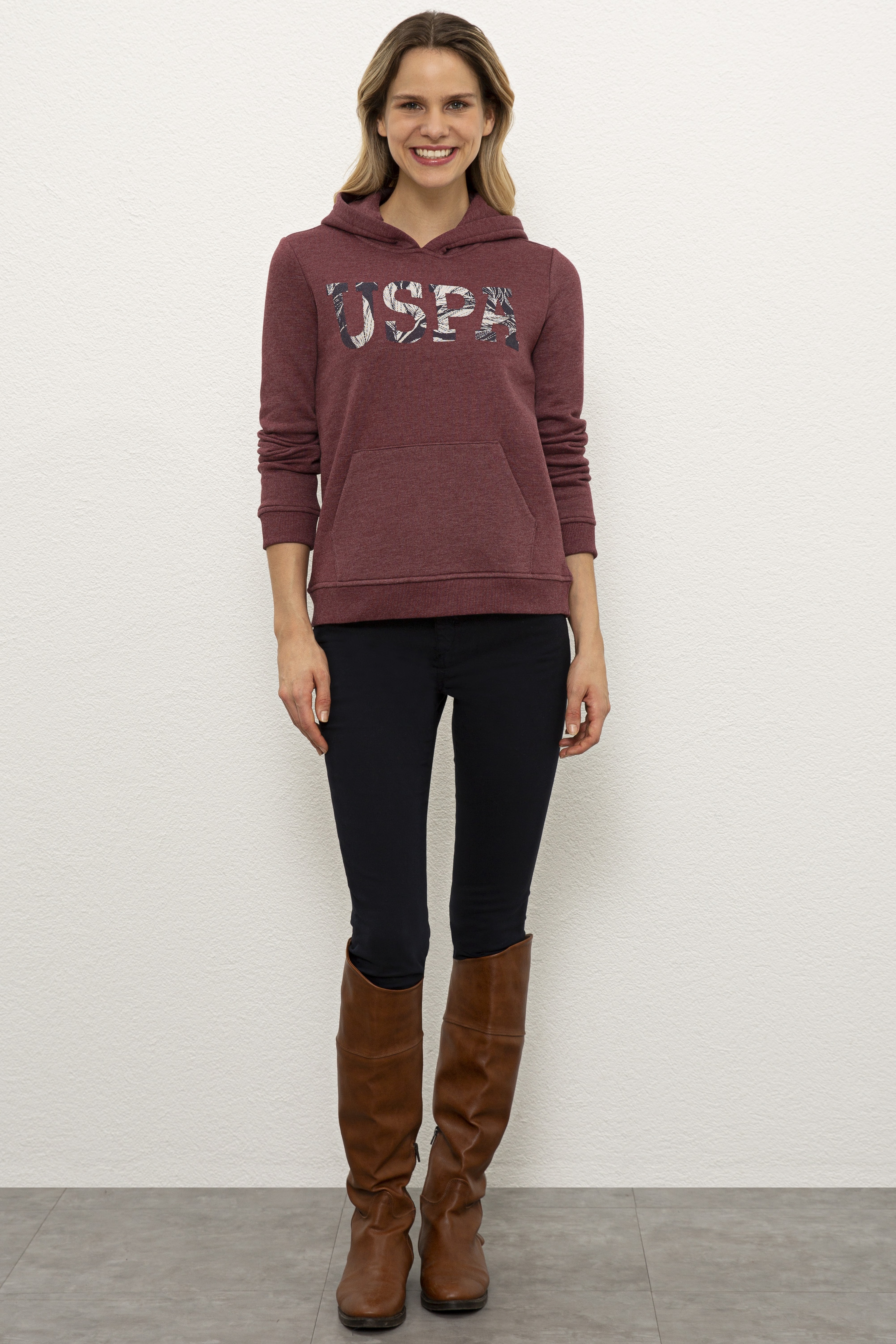 Kadın Bordo Sweatshirt Basic