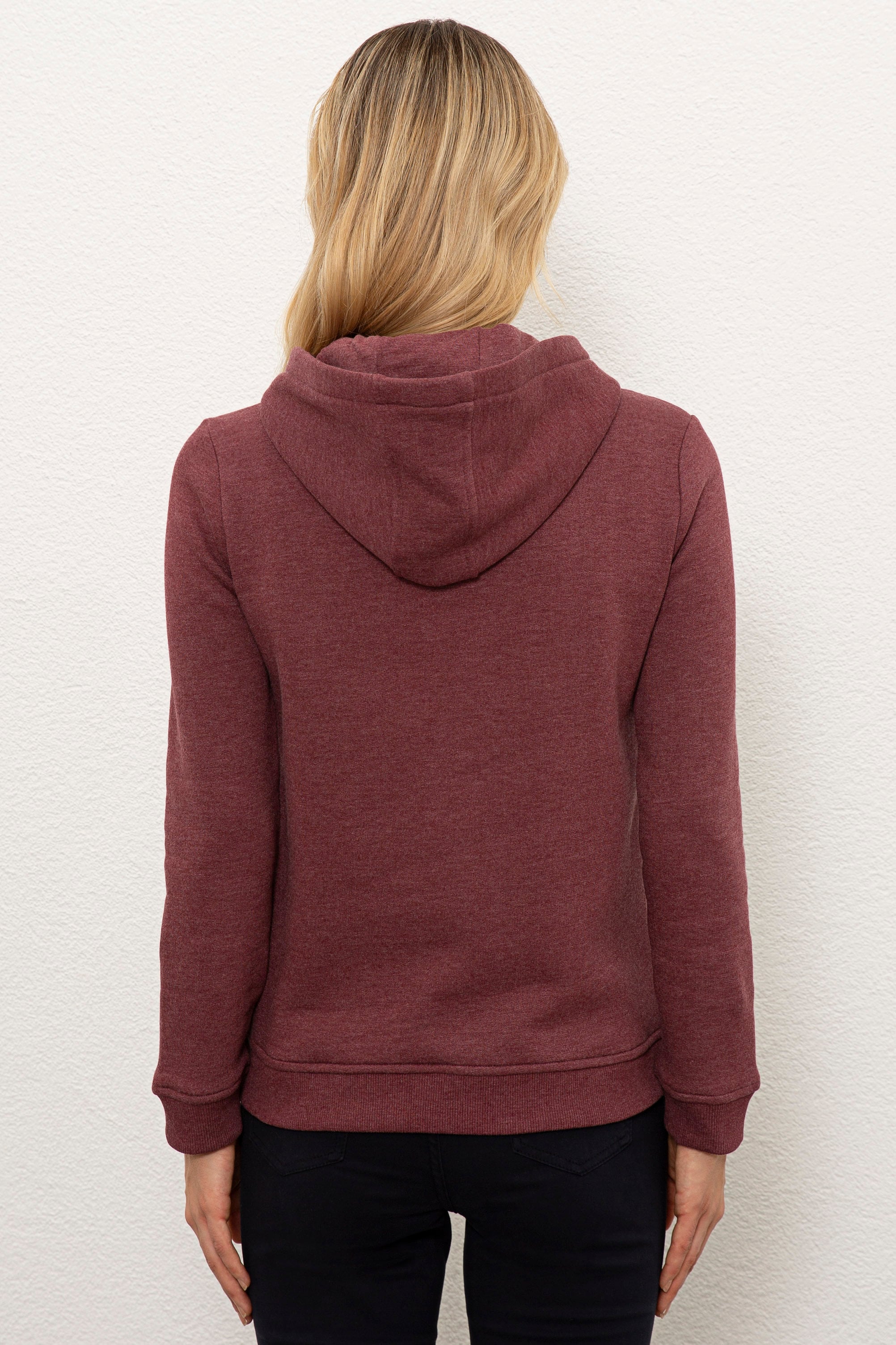Kadın Bordo Sweatshirt Basic