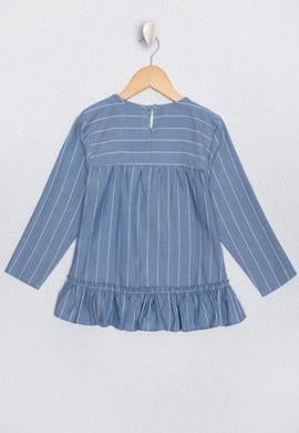 Kız Çocuk Mavi Uzun Kollu Gömlek - 50229744004