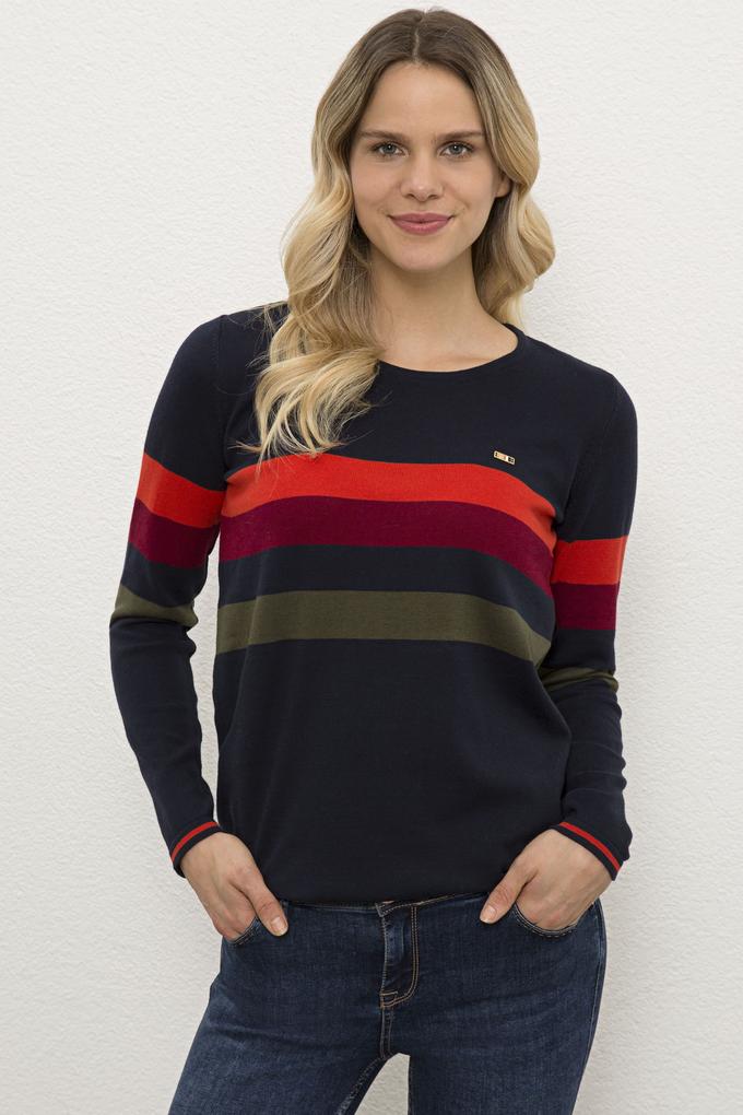 Kadın Bisiklet Yaka Lacivert Triko Kazak