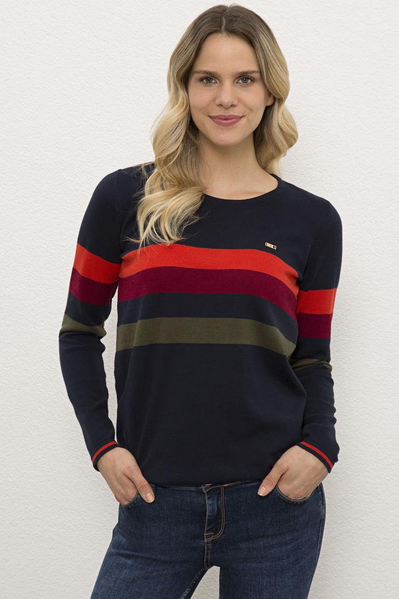 Kadın Bisiklet Yaka Lacivert Triko Kazak