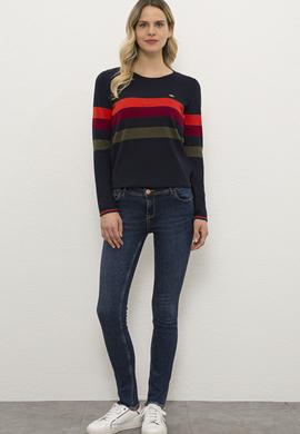 Kadın Bisiklet Yaka Lacivert Triko Kazak - 50223956004